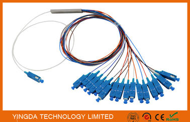 購入  0.9mm の SC UPC のコネクターとの鋼鉄管の繊維光学 PLC のディバイダー 1X16 G657A1 1.5m 0.9mm オンライン製造