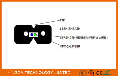 購入 屋内 FTTH のドロップ・ケーブルの繊維光学の配線ケーブル FRP の鋼鉄 G657A2 LSZH オンライン製造