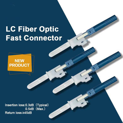LC Fast Connector Field Installable Connector SM 2*1.6mm Flat Drop Cable Blue