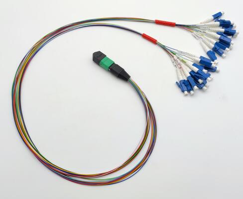 MPO ハーネスケーブル 12 ファイバー ファナウット LC PC カラーピグテイル MM OM3 MM 8F 12F 24F LSZH MPO MTP 光ファイバーパッチコード