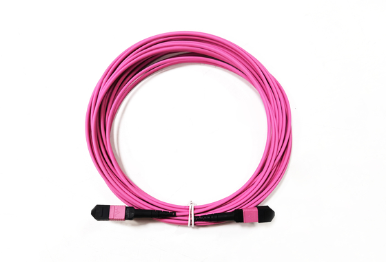 12 Fiber MPO Female Connector Patch Cord OM4  50/125um Elite Loss 0.35dB Purple Polarity A
